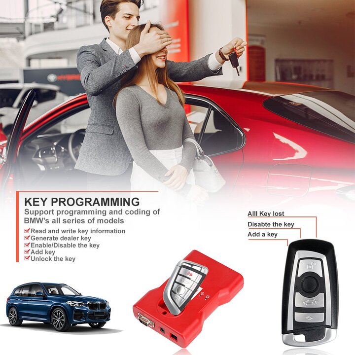 CGDI BMW Key Programmer Full Version ,Total 24 Authorizations, Get Free Reading 8 Foot Adapter and BMW OBD Cable