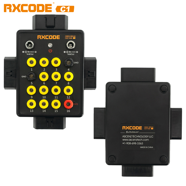 RXCODE C1 Automobile HUB OBD2 Breakout Box Protocal Detector ECU Bench Connector OBD2 Diagnostic Port Tester