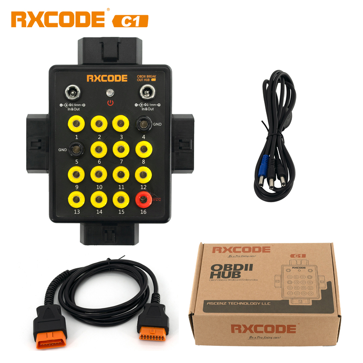 RXCODE C1 Automobile HUB OBD2 Breakout Box Protocal Detector ECU Bench Connector OBD2 Diagnostic Port Tester