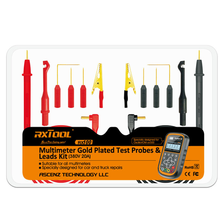 RXTOOL RX100 12 in1 Functional Multimeter Gold Plate Test Probes AC/DC Universal Test Leads Kit Detachable Lines