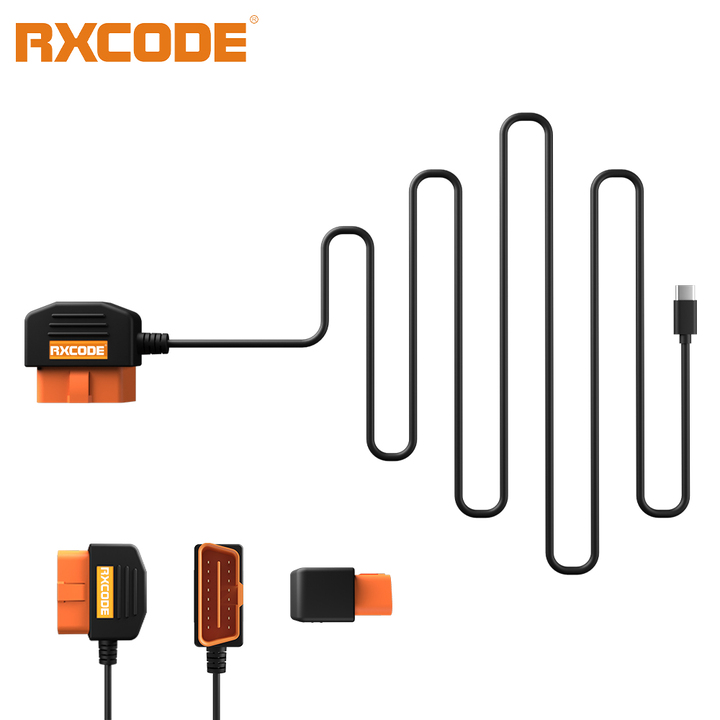 RXCODE 12V To 5V 16.4FT OBD2 Multi-Function Power Adapter Cable supports power supply for devices such as dashcams GPS compatible with Type-C MINI-B D