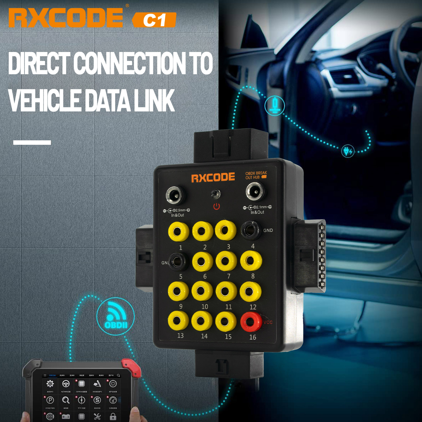 RXCODE C1 OBD2 Breakout Box Protocal Detector