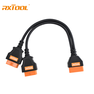RXTOOL OBD2 16-Pin Splitter Cable 1 Male to 2 Female 1Ft 24AWG Extension Adapter Universal for All OBD2 Interface Vehicles