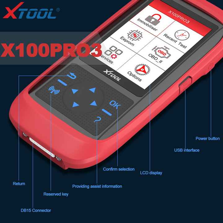 Xtool X100 Pro3 Key Programmer Adds ABS Oil Reset TPS EPB SAS
