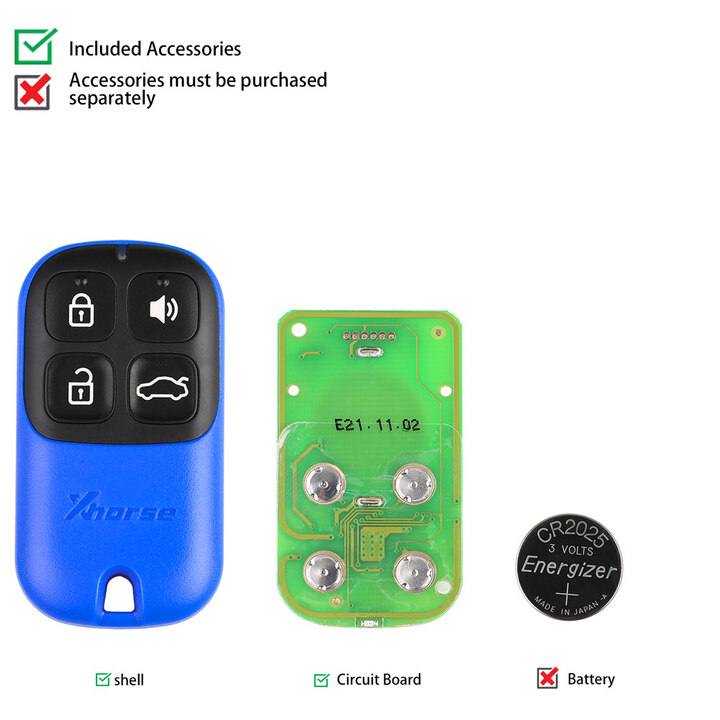 Xhorse XKXH01EN Universal Remote Key 4 Buttons for VVDI Key Tool English Version 5pcs/lot