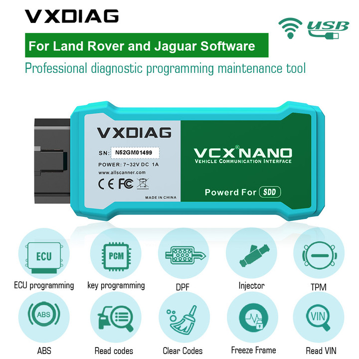 VXDIAG VCX NANO for Land Rover and Jaguar JLR SDD V164 WIFI Version