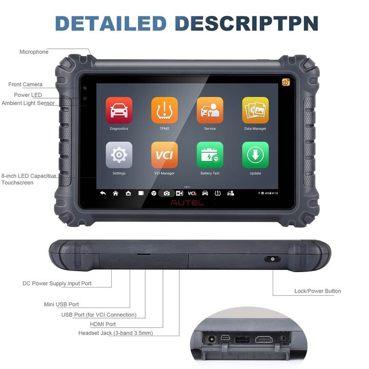 2023 Autel MaxiCOM MK906 Pro-TS Automotive TPMS Relearn Tool Support FCA SGW AutoAuth and VAG Guided Functions
