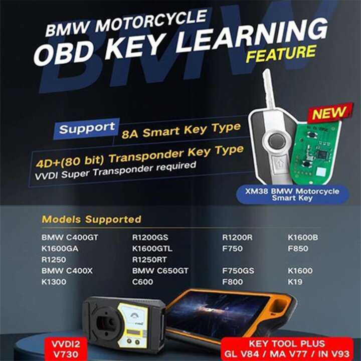 Xhorse BMW Motorcycle OBD Key Learning License for VVDI2 and VVDI Key Tool Plus