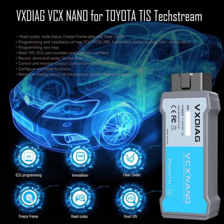 VXDIAG VCX NANO for TOYOTA TIS Techstream V18.00.008 Compatible with SAE J2534