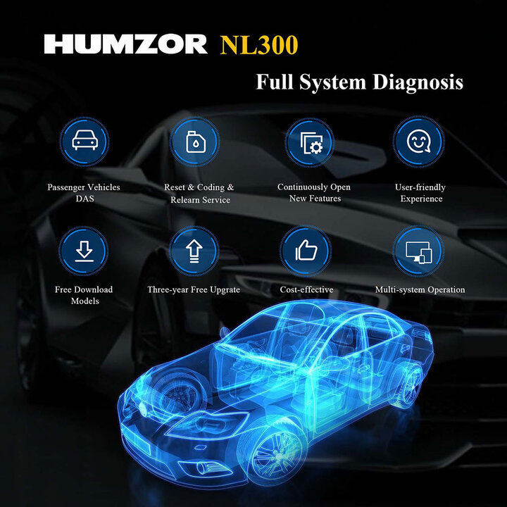 Humzor NEXZSCAN NL300 OBD2 Car Diagnostic Scanner Full System Code Reader for iOS Android with 15 Special Functions Free Update PK Autel AP200