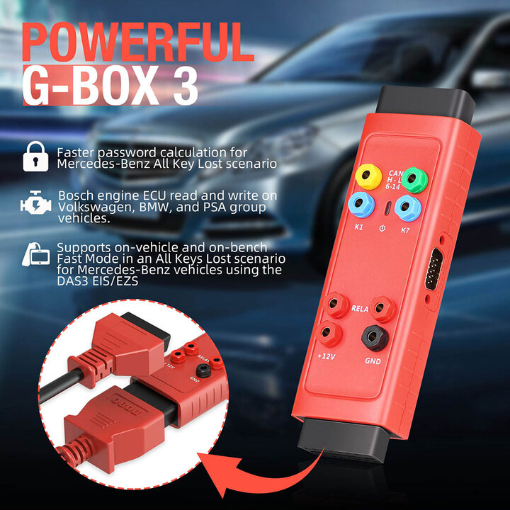 G-Box3 Key Programming Adapter for MB AKL and BMW DME/DDE ISN Read and Write, Works with Autel IM608 PRO II/ IM508S