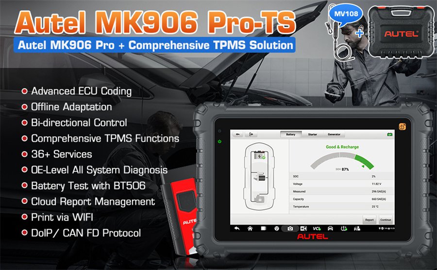 ?Autel MaxiCOM MK906 PRO-TS Automotive Diagnose and TPMS Relearn Tool 