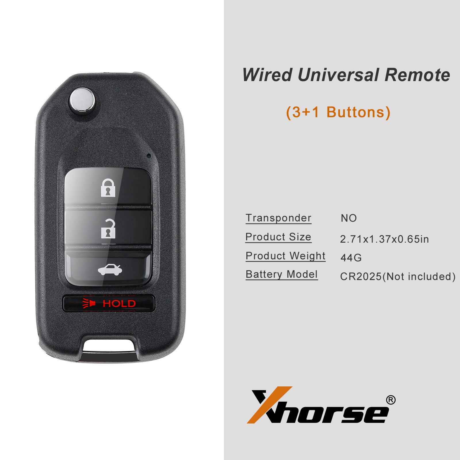 Xhorse XKHO01EN Wire Remote Key Fob 3 + 1 Button for Honda Type
