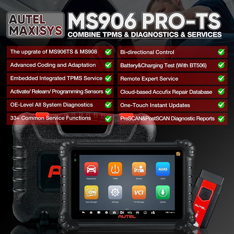 Autel MaxiSYS MS906 Pro-TS combine tpms & diagnostics & services