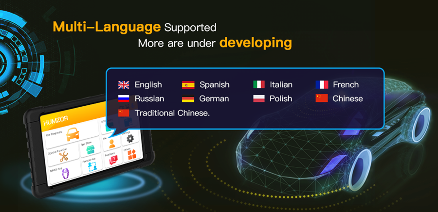 Humzor NexzDAS Pro Multi-Languages Supported: