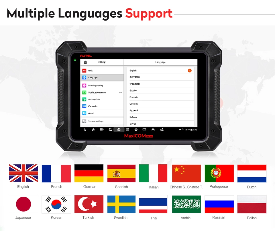 Autel MaxiCOM MK908 multiple language support