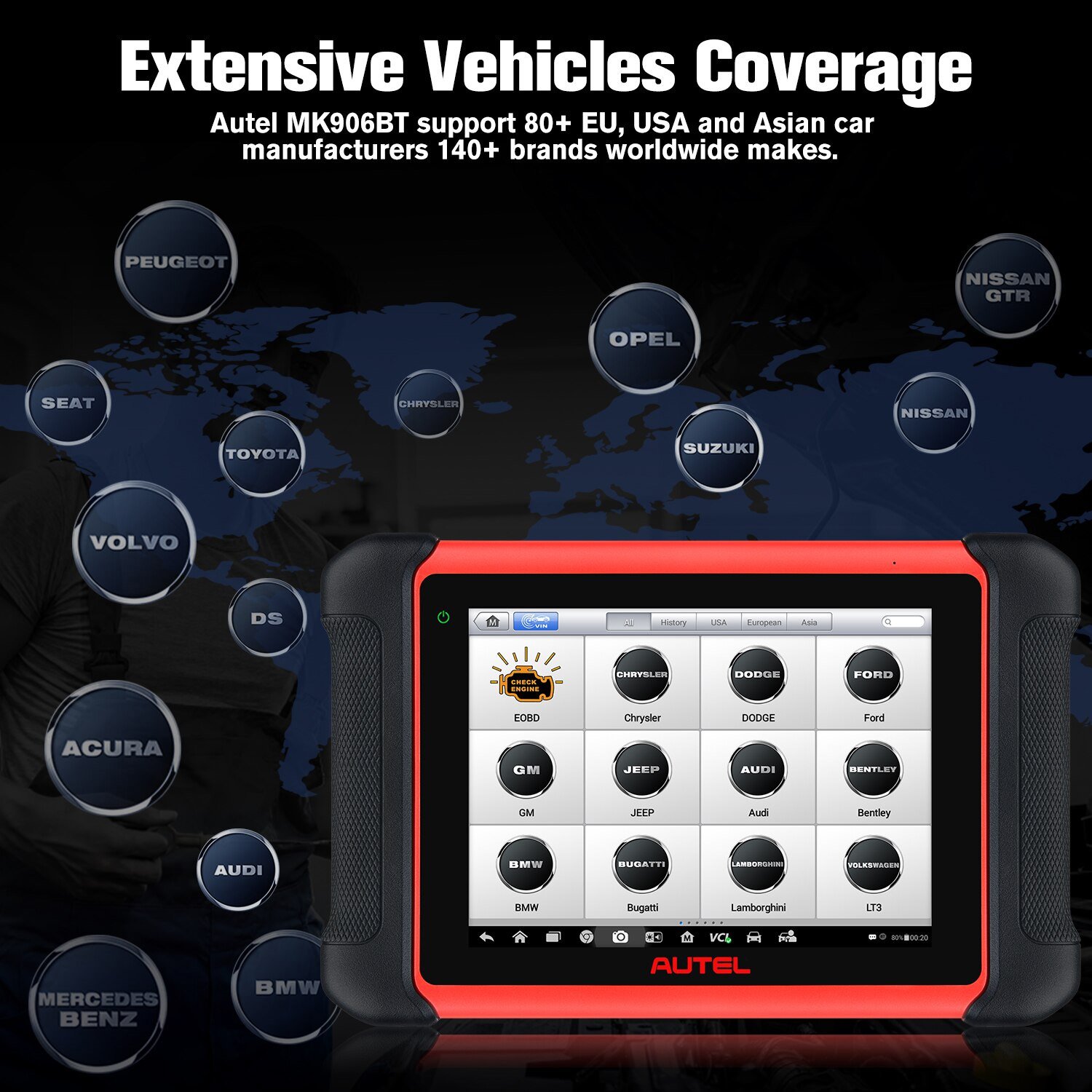Autel MaxiCOM MK906BT vehicel coverage
