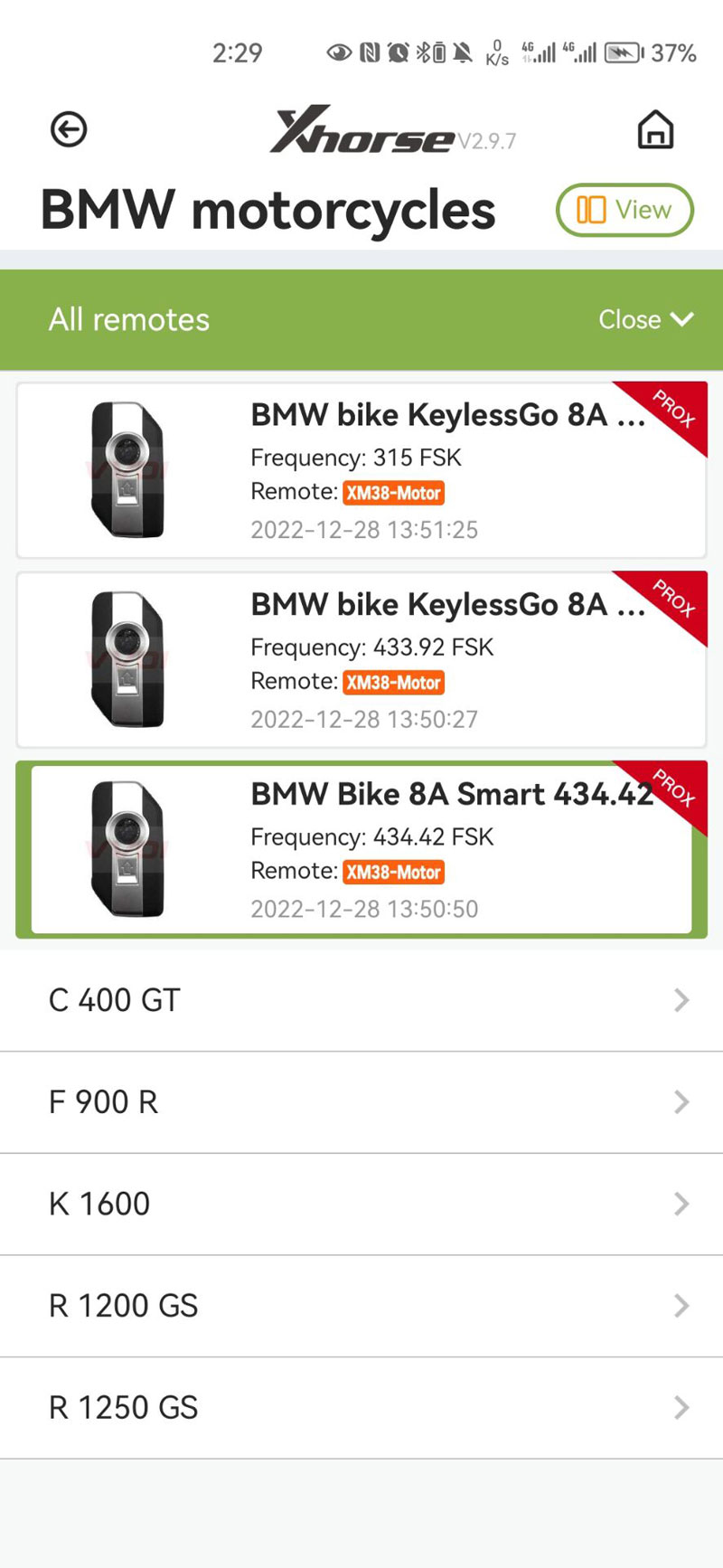 Xhorse XSBMM0GL BMW Motorcycle Key with Shell