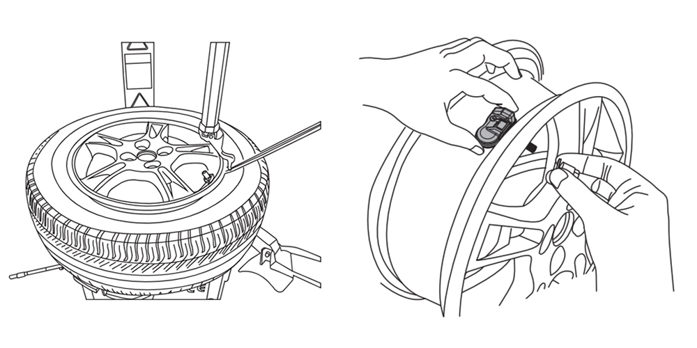 Remove the screw nut from the valve stem, and then remove the sensor assembly from the rim