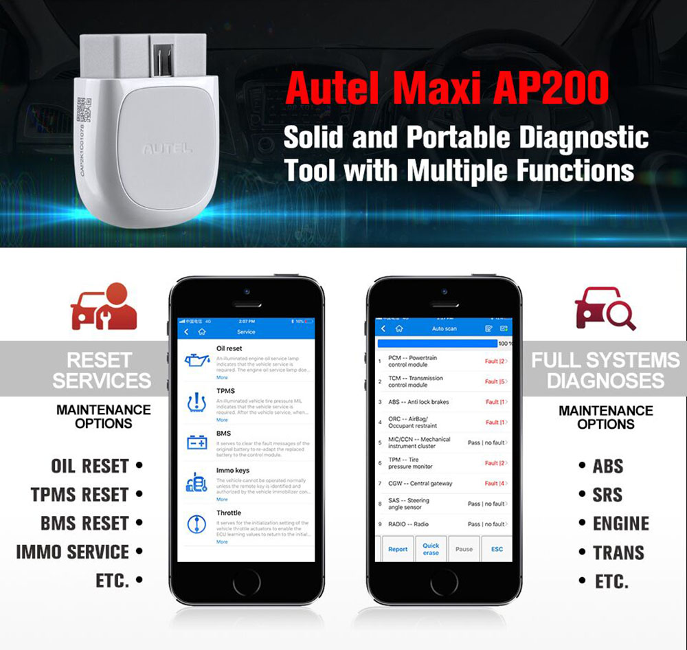 Autel MaxiAP AP200 rerset services and full systems diagnoses