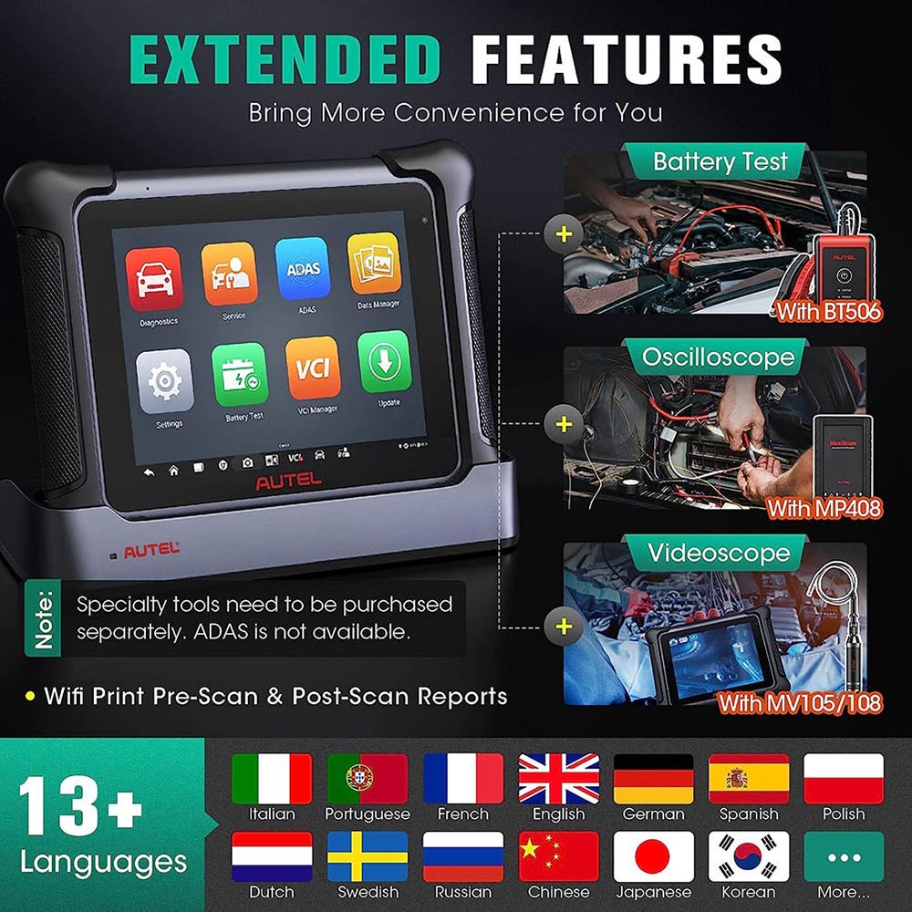 AUTEL MAXISYS ELITE II expended features and supported languages