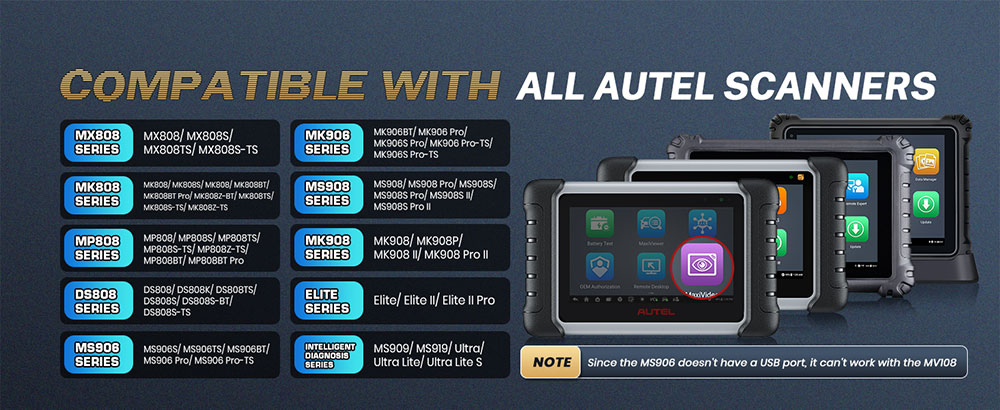 Autel MaxiVideo MV108S compatible tieh all Autel scanners