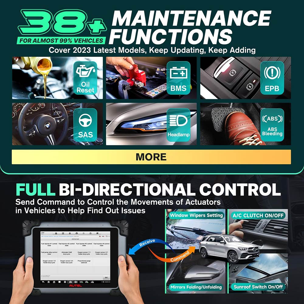 Autel MS908S Pro II maintenance functions and full bi-directional control