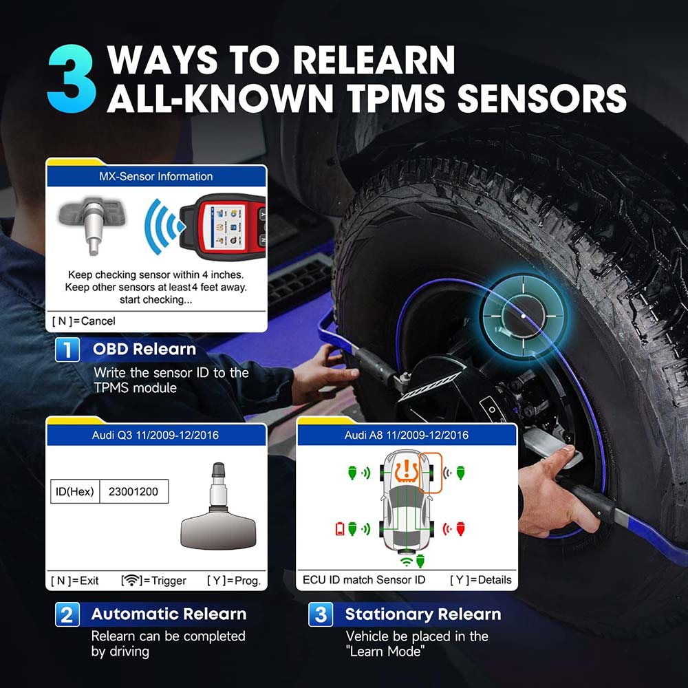 Autel MaxiTPMS TS508WF 3 ways tp relearn all-known tpms sensors