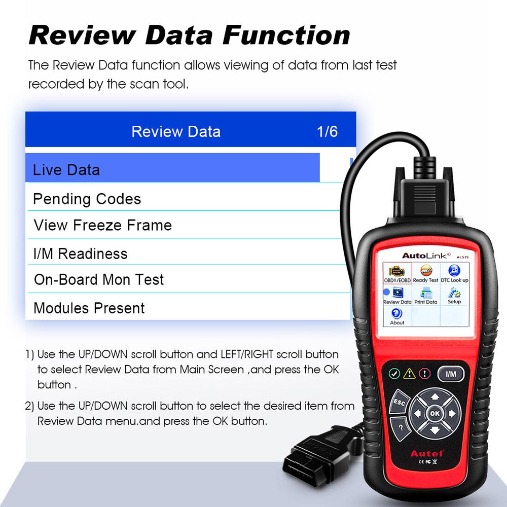 Autel AutoLink AL519 review data function