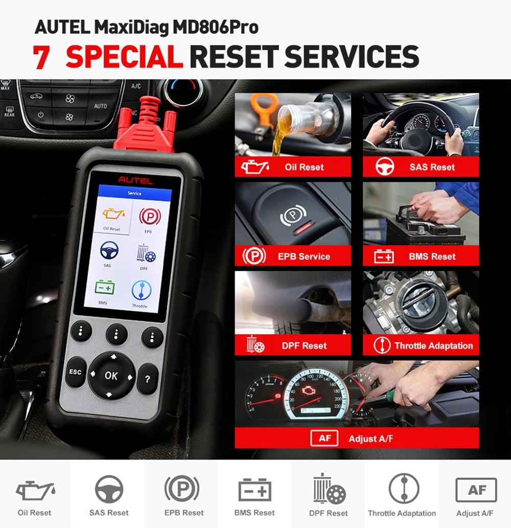Autel MaxiDiag MD806 7 special reset services