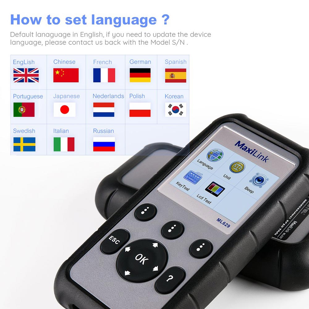 Autel MaxiLink ML629 how to set language?